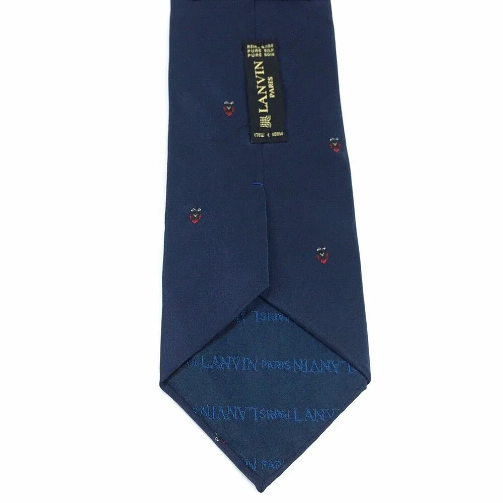 Lanvin Paris Men's Tie 100% Silk Made In Italy Blue Elegant Luxury Necktie 56